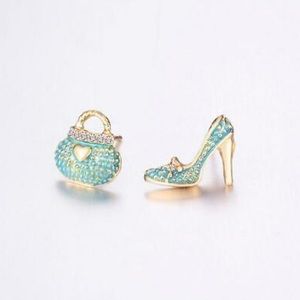 Green Bag And Shoe Post Earrings